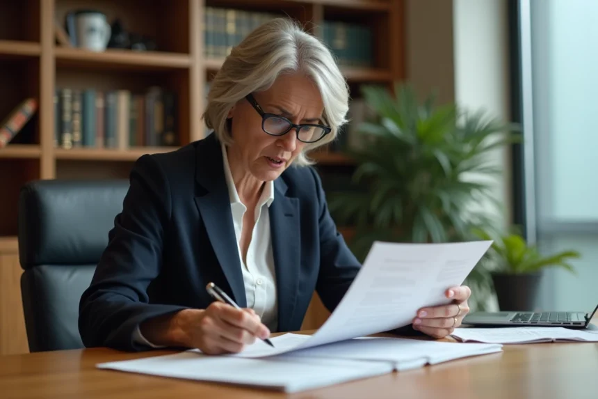 Avocate examinant un bail commercial pour identifier un motif légitime de résiliation