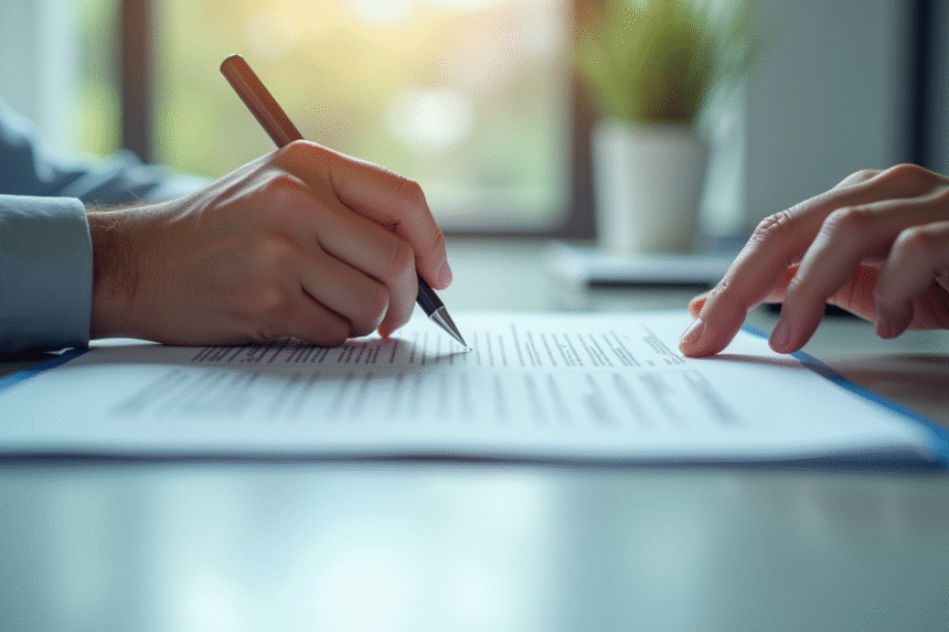Bureau immobilier moderne avec signature de contrat