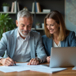 Couple d'affaires en réunion dans un bureau moderne