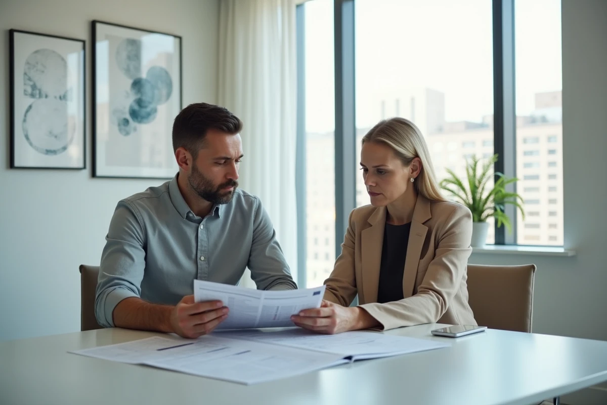 Couple consultant un conseiller financier pour comprendre les options de défiscalisation disponibles