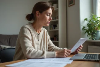 Une femme consultant un dossier de demande de logement social HLM à Levallois-Perret sur le site levallois-habitat.fr