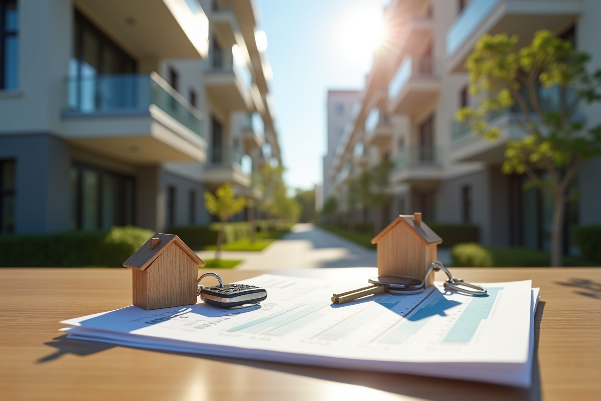 Façades modernes d immeubles avec clés et rapport financier