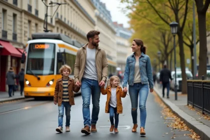Famille marchant main dans la main dans le 9e arrondissement