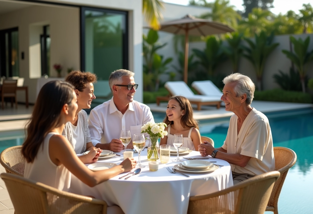 Famille réunie autour d