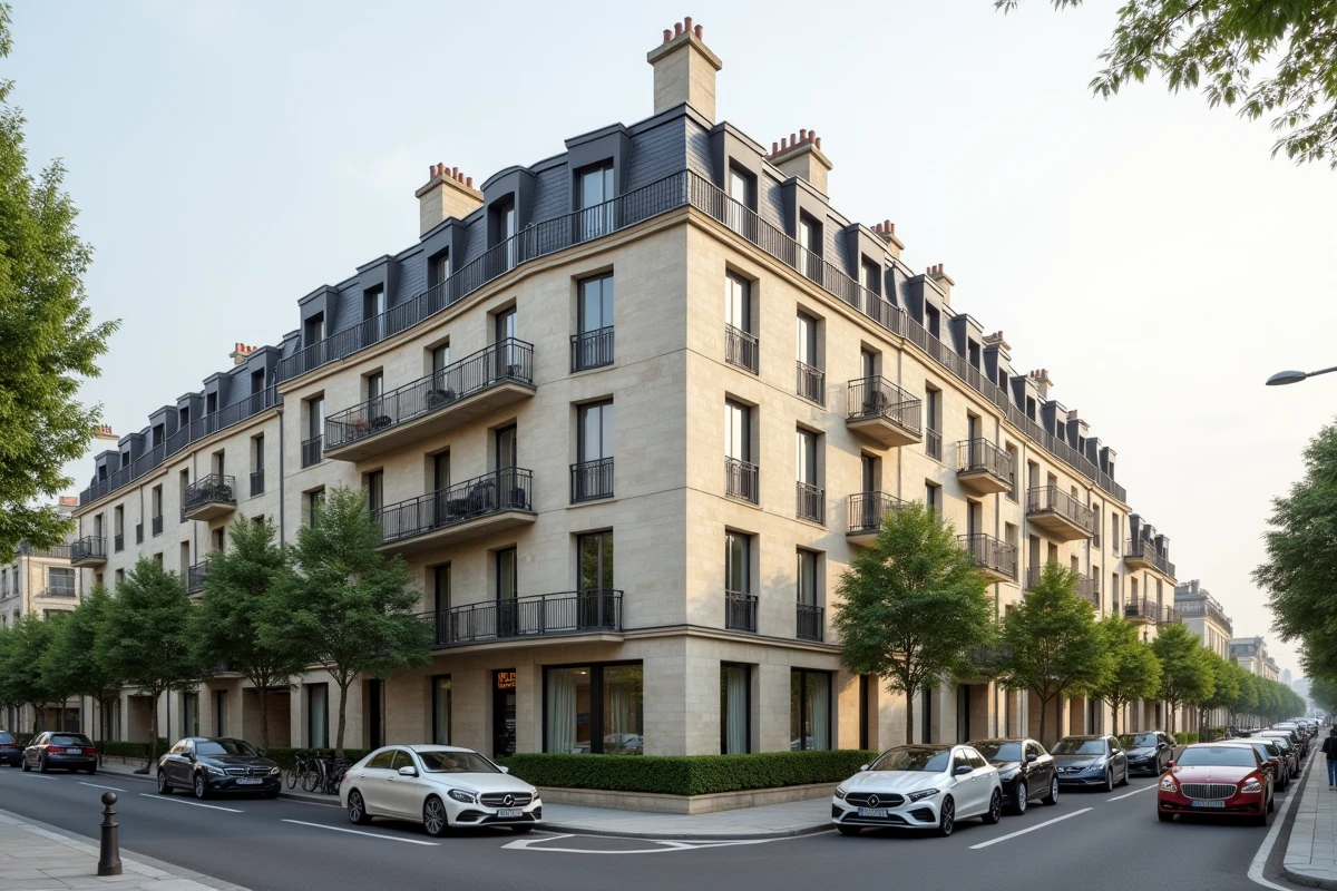 Immeuble de logements sociaux HLM à Levallois-Perret avec façade en pierre de style haussmannien