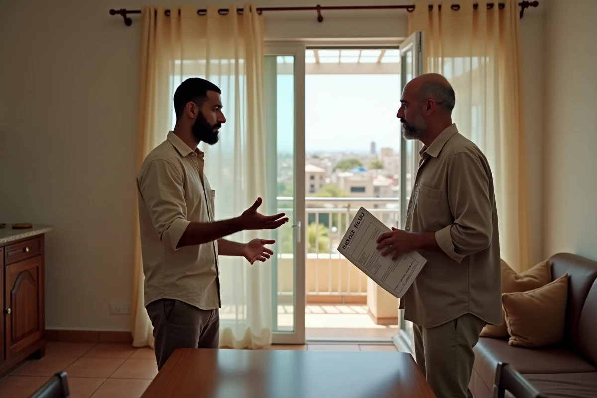 Un acheteur marocain négocie le prix d'un appartement avec le vendeur dans un logement à Agadir