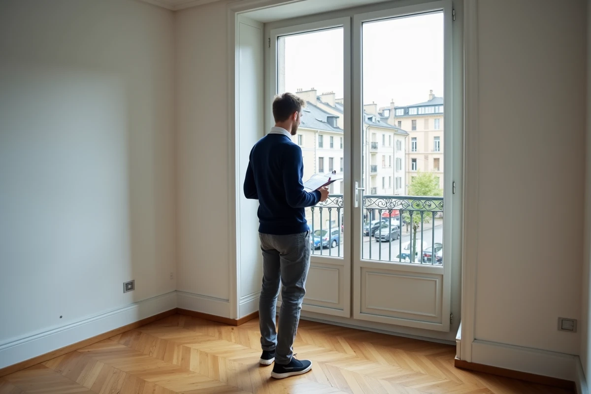 Propriétaire évaluant un appartement vide à Lyon pour estimer le loyer au prix du marché