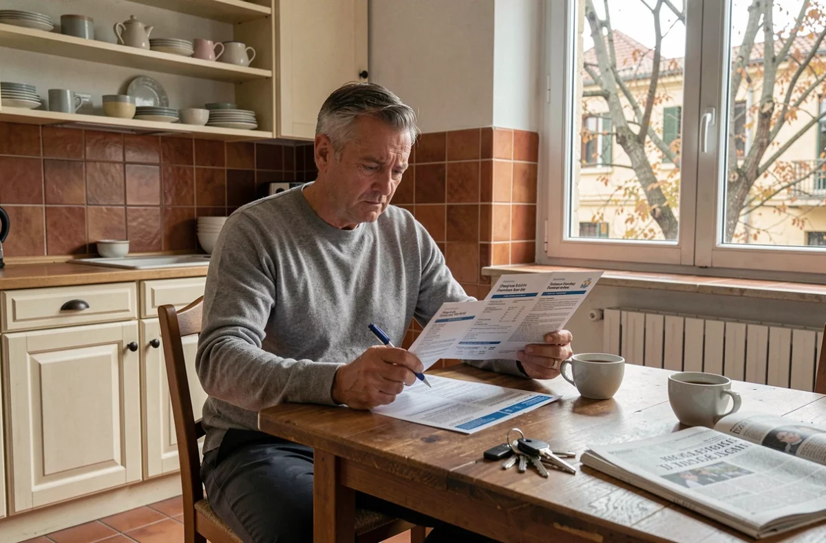 Propriétaire bailleur comparant des offres d'assurance loyers impayés à son domicile
