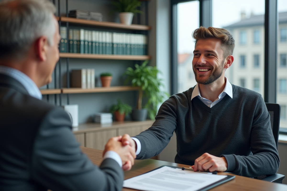 Jeune homme serrant la main d