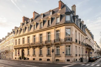 Toiture d'un immeuble en copropriété vue depuis la rue